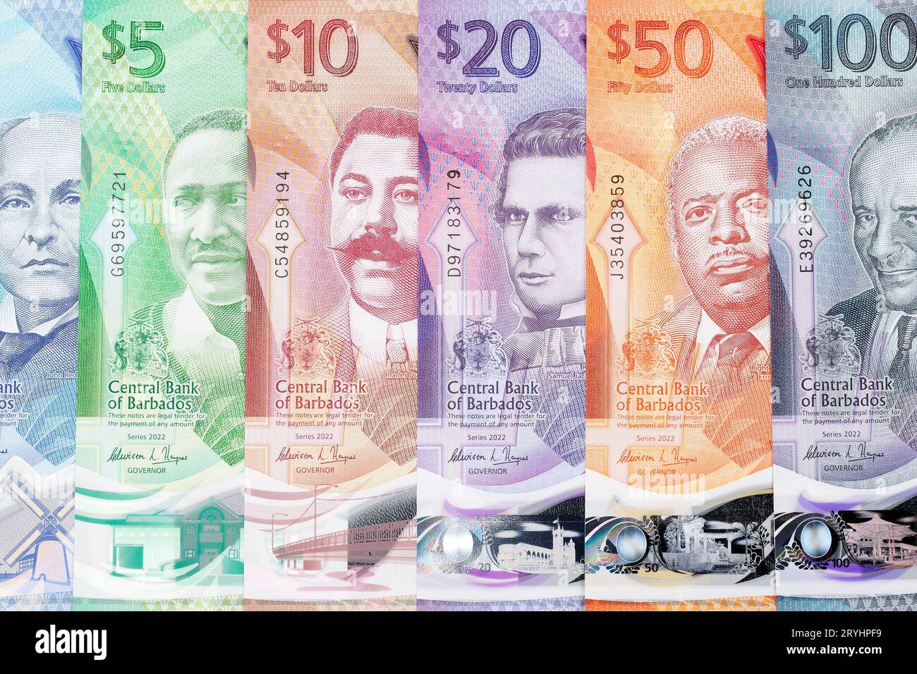 Barbados-Geld - eine neue Banknotenserie Stockfoto