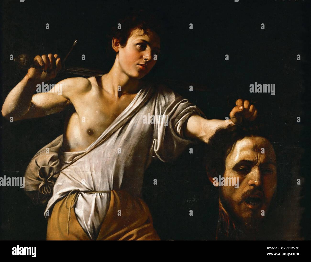 Caravaggio/David mit dem Kopf von Goliath, Öl auf Leinwand, 90,5 cmx116.5. MUSEUM: KUNSTHISTORISCHES MUSEUM / VIENA / ÖSTERREICH. Stockfoto