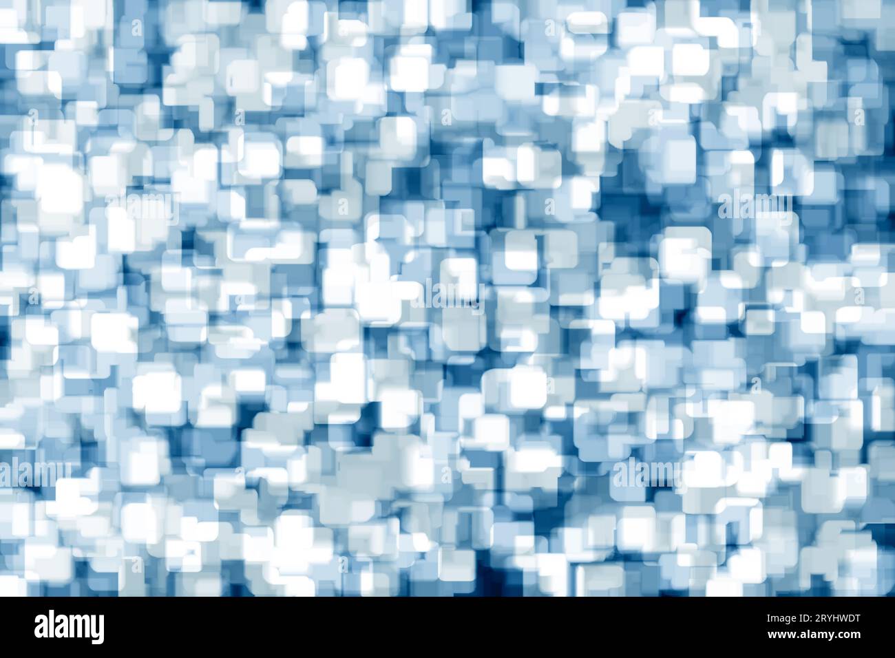 Abstraktes blaues Hintergrunddesign mit abgerundeter quadratischer Form in zufälligen geometrischen Mustern Stockfoto