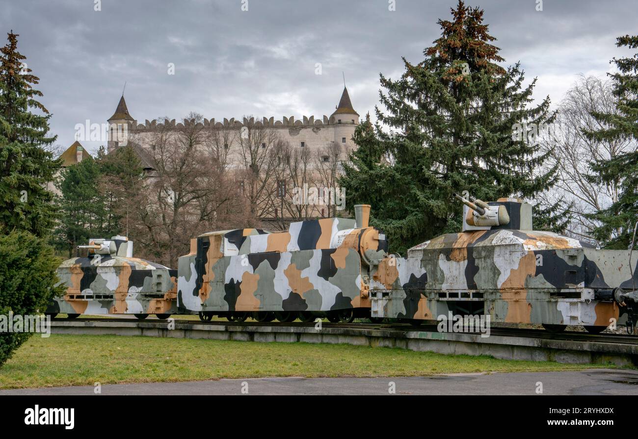 Der gepanzerte Zug Hurban. Der zweite Weltkrieg Slowakischer Nationalaufstand. Zvolen. Slowakei. Stockfoto