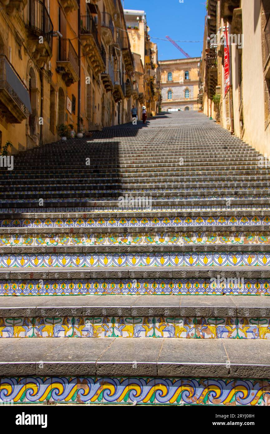 Die Treppe von Santa Maria del Monte in Caltagirone Stockfoto