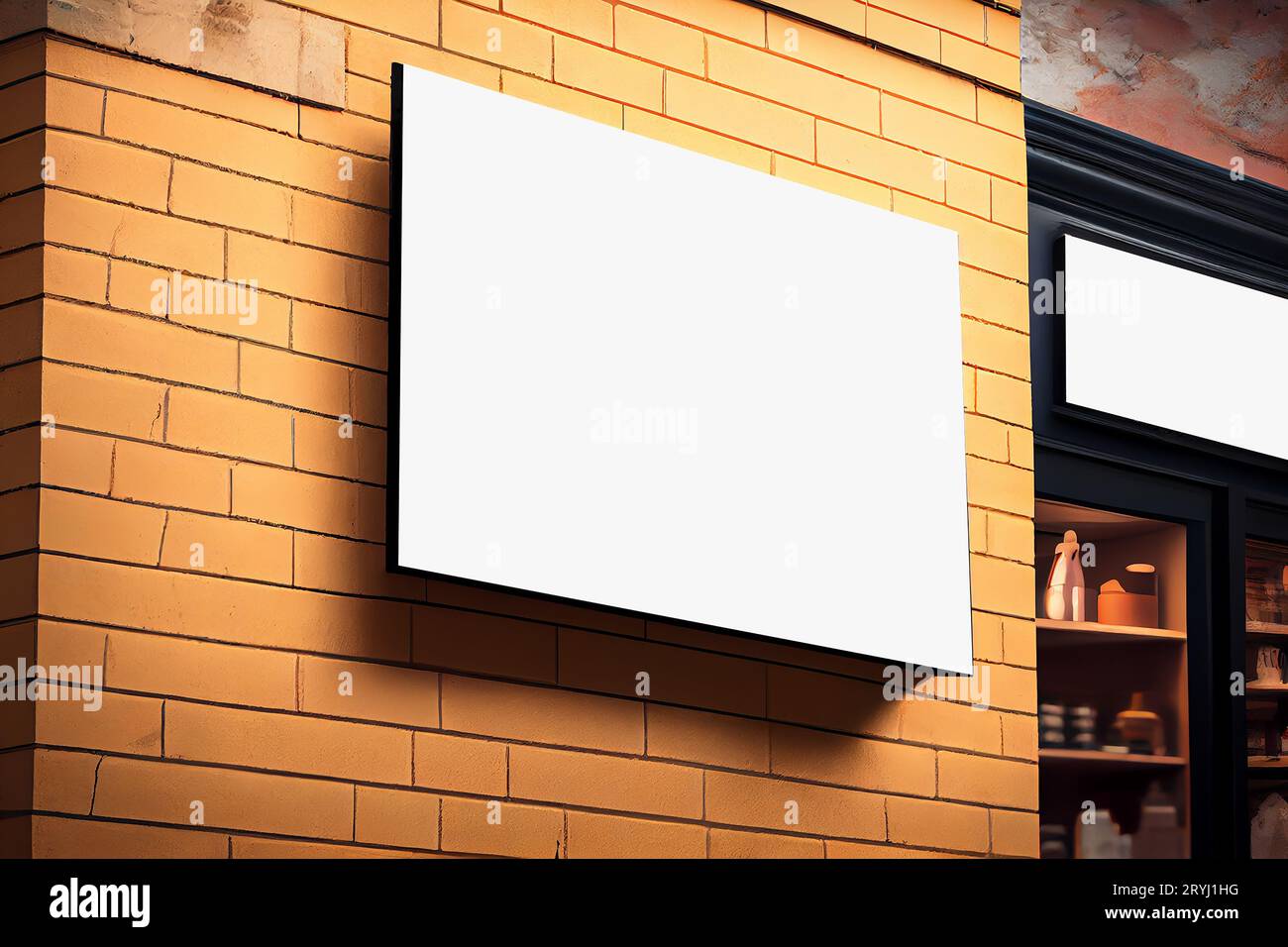 Bannermodell für Außenbereiche – Schild für Geschäft, Geschäft, Restaurant in städtischem Umfeld Stockfoto