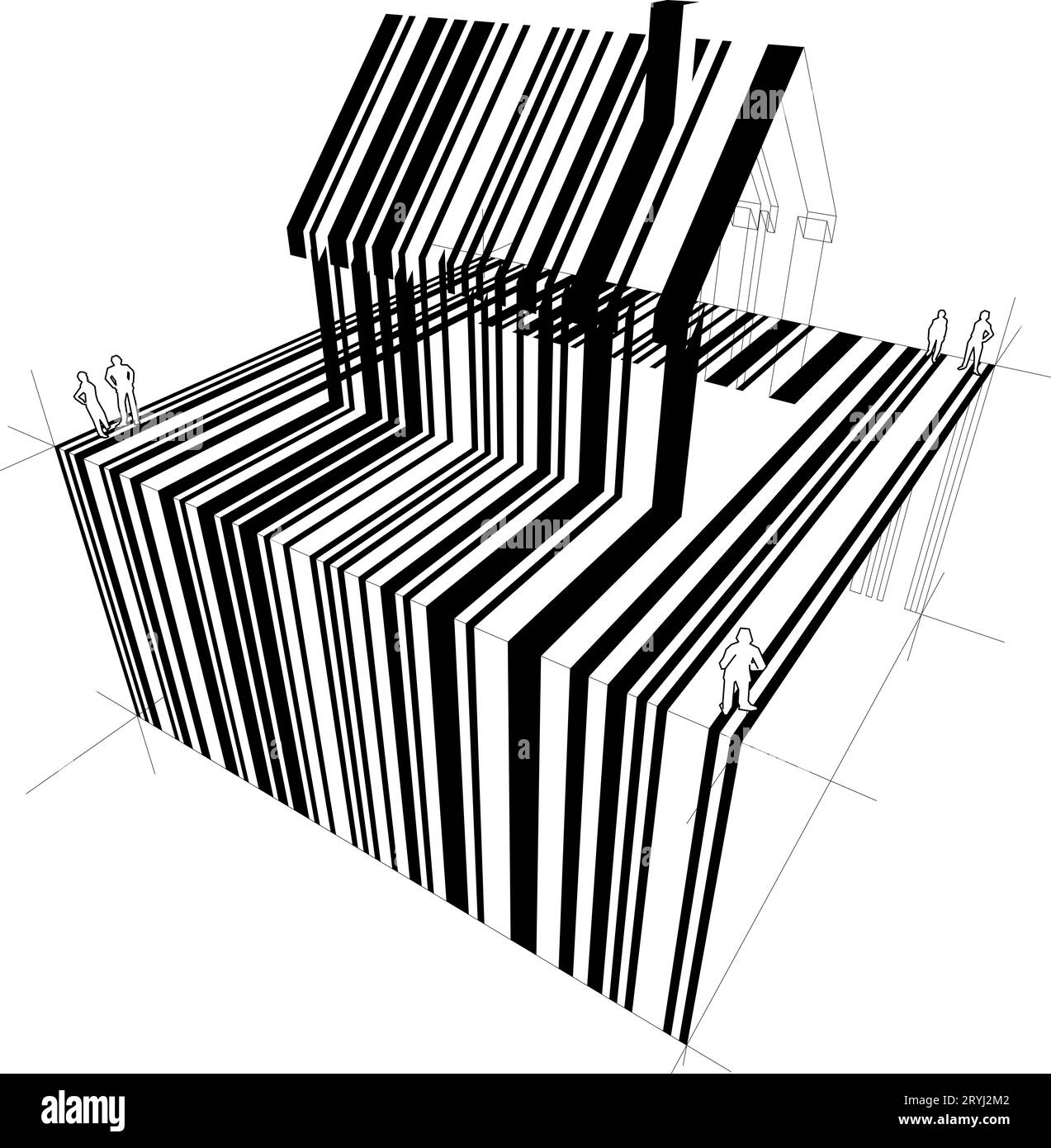 Barcode-Diagramm in Form eines Einfamilienhauses Stockfoto