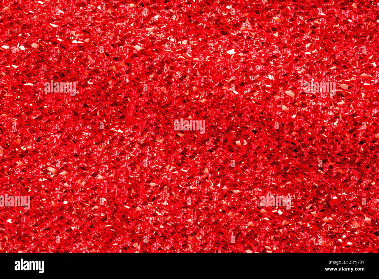 Rot Glänzender Stoff Glitzer Textur Hintergrund Nahaufnahme. Stockfoto