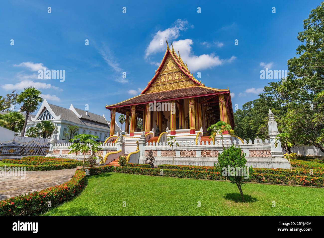 Vientiane Laos, Skyline der Stadt am Hor Phakeo Tempel Stockfoto
