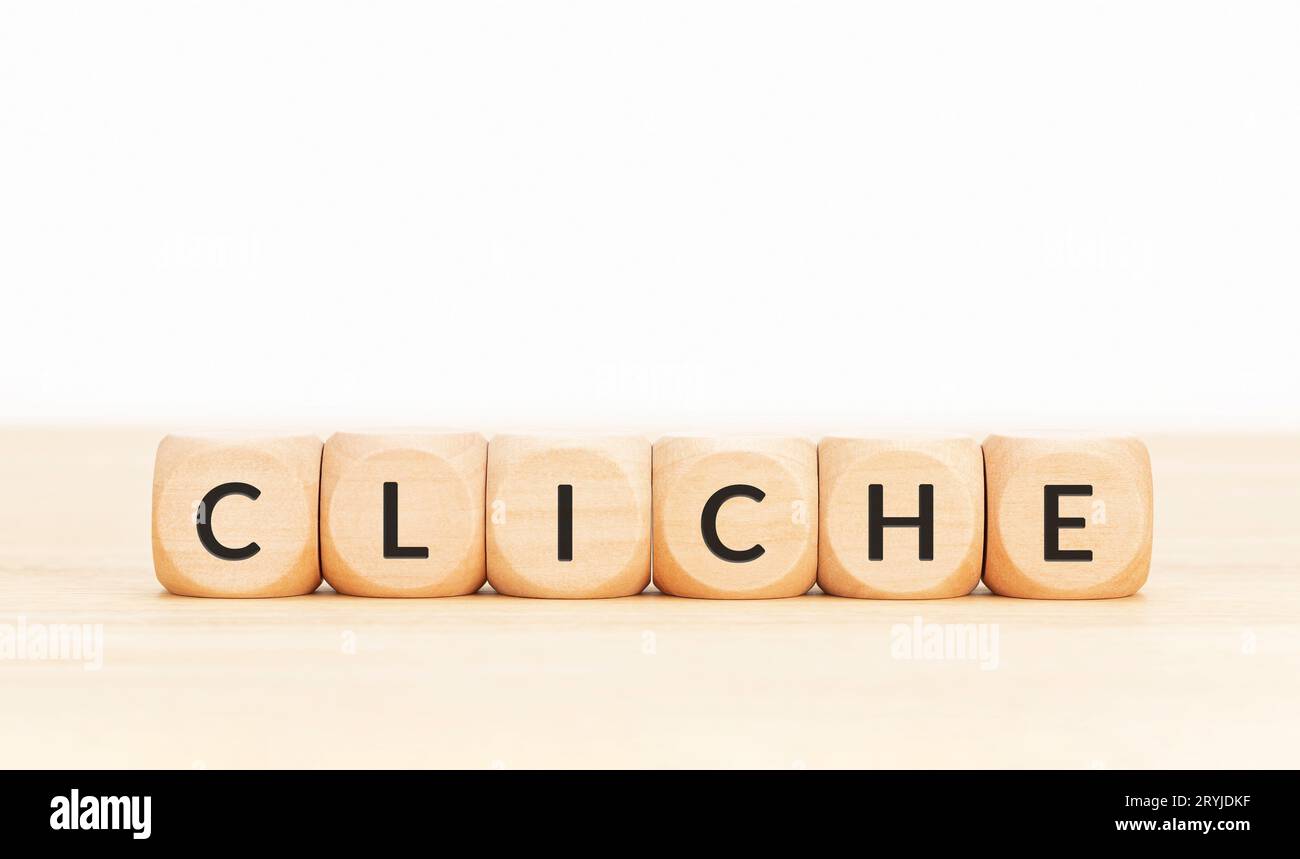 Klischee über Holzblöcke. Speicherplatz kopieren Stockfoto