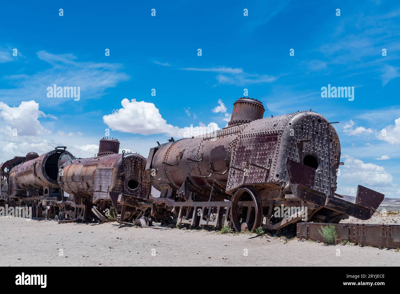 Zugfriedhof im bolivianischen altiplano Stockfoto