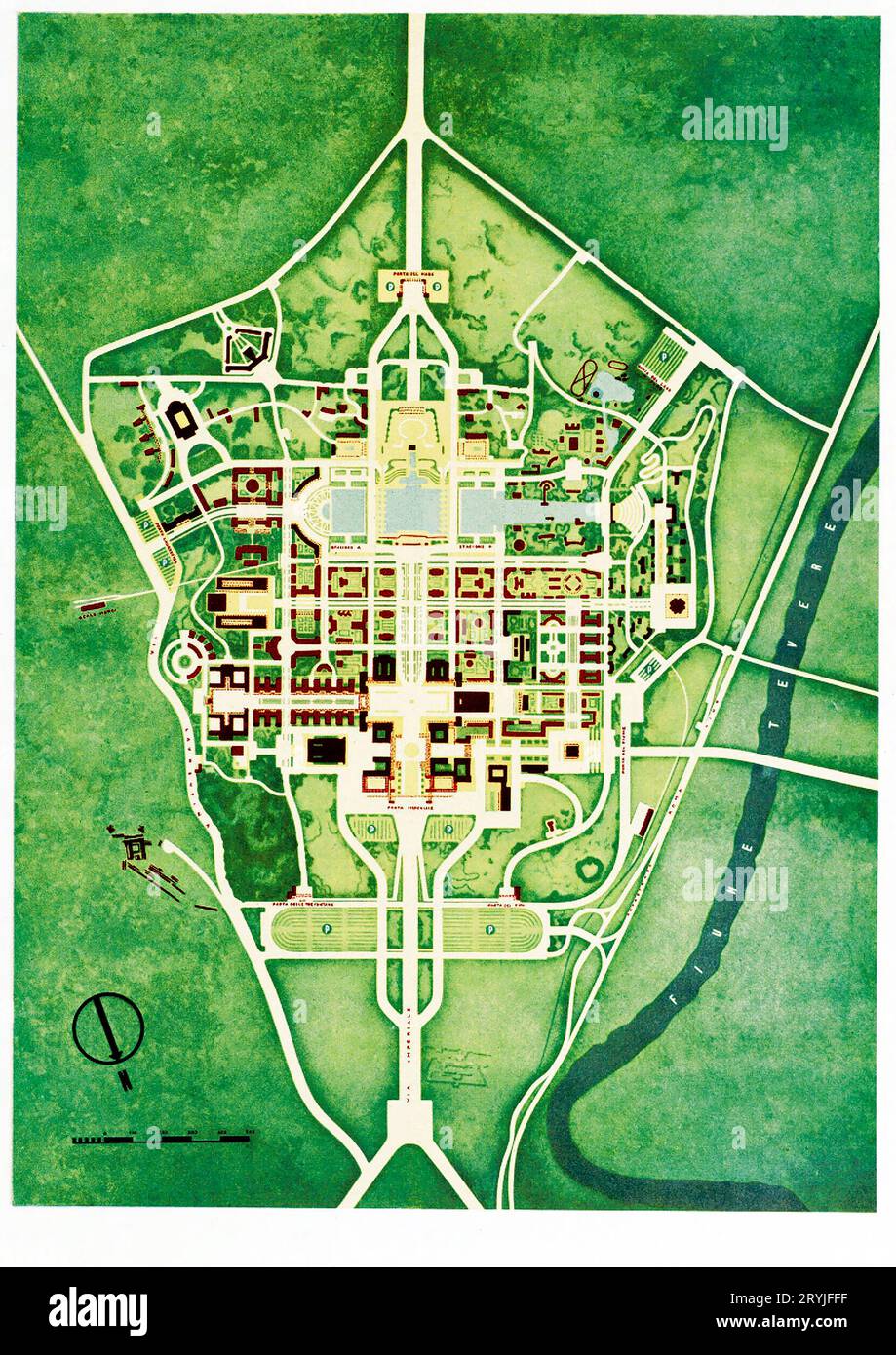 Farbplan der Weltausstellung von Rom 1942 (1939) von Arti grafiche Pizzi Pizio. Stockfoto