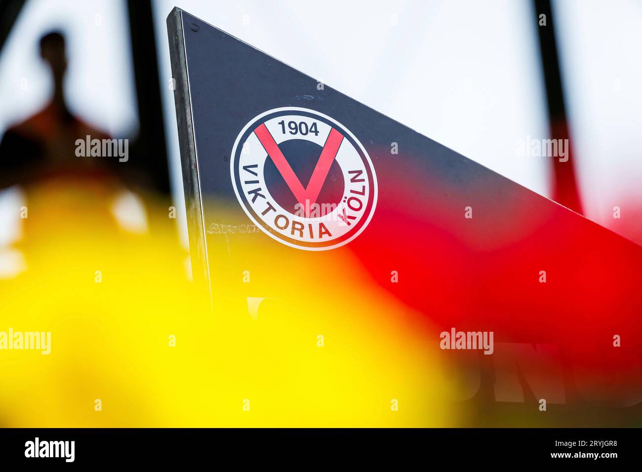 Köln, Deutschland. September 2023. firo: 23.09.2023, Fußball, 3. Liga, 3. Bundesliga, Saison 2023/2024, FC Viktoria Köln - MSV Duisburg FC Viktoria Köln, Branding, Logo, symbolisches Foto, allgemein, Einleger, Feature, Kredit: dpa/Alamy Live News Stockfoto