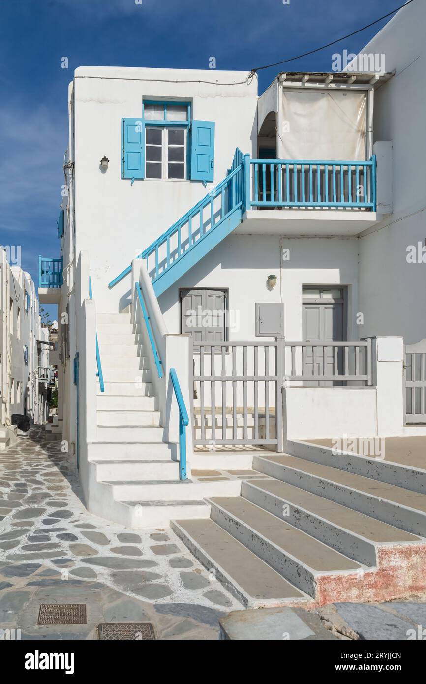 Typisches weißes Haus auf der Insel Mykonos in Griechenland Stockfoto