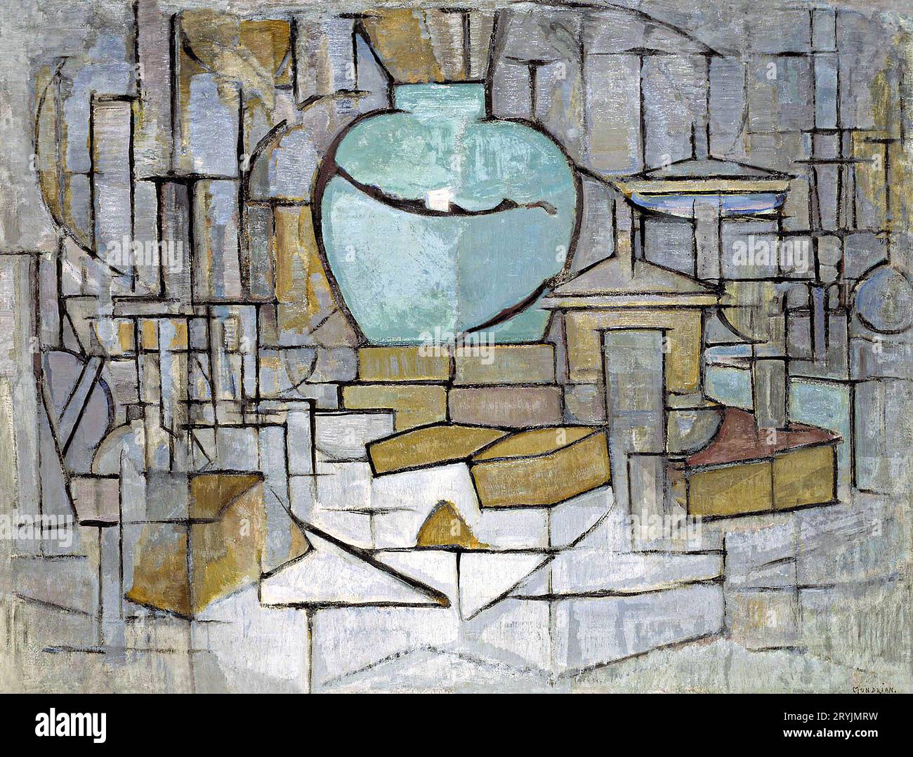 Piet Mondrians Stillleben mit Gingerpot II berühmtem Gemälde. Stockfoto