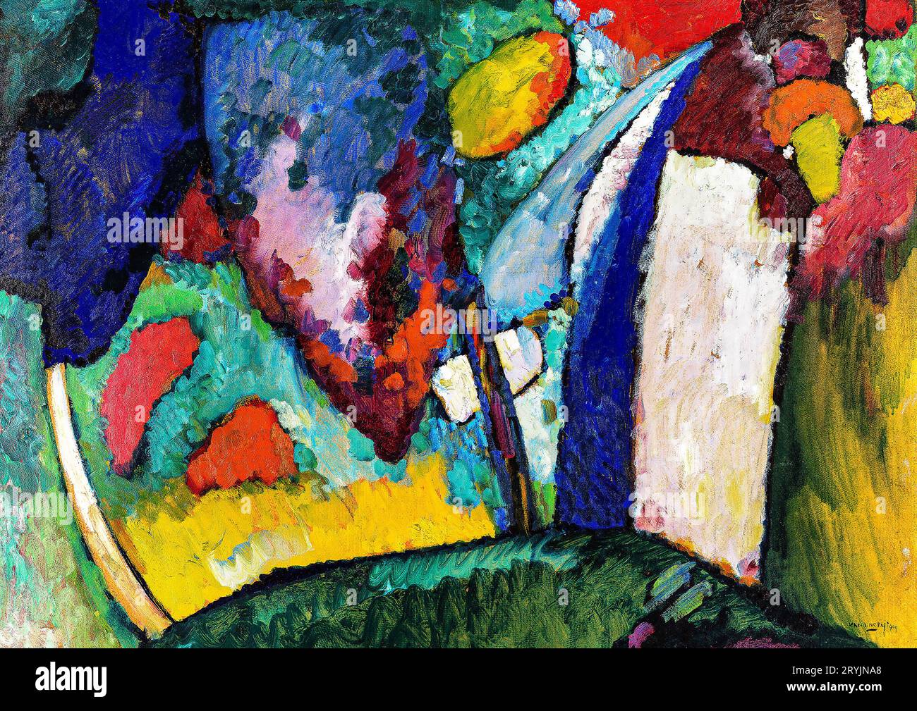 Das Wasserfall-Gemälde in hoher Auflösung von Wassily Kandinsky. Stockfoto