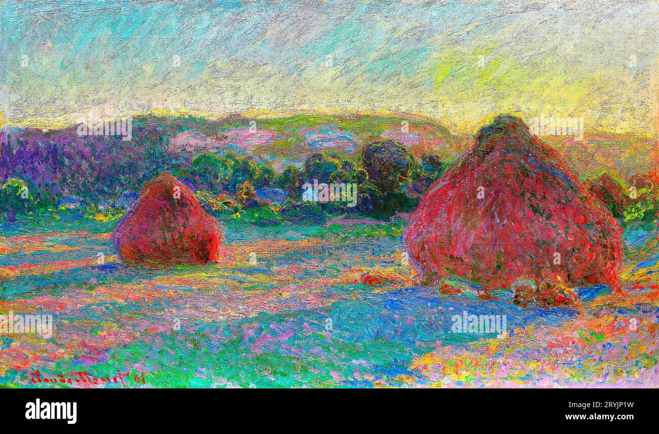 Stacks of Weizen, Ende des Sommers (1890; 1891) von Claude Monet. Stockfoto