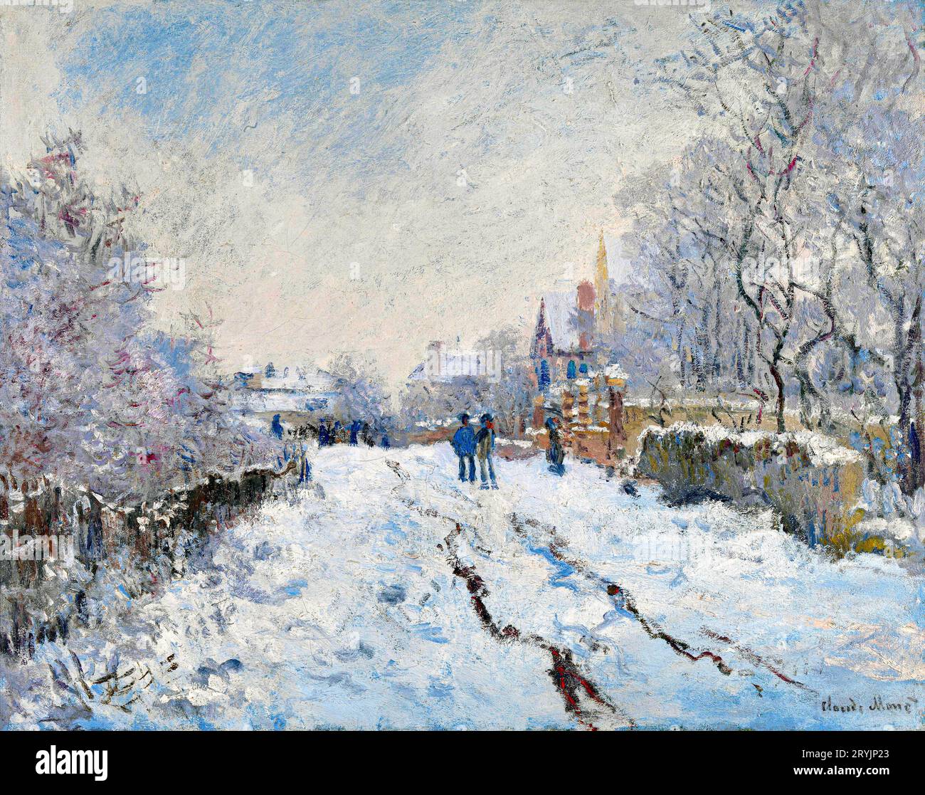 Claude Monets Schnee in Argenteuil (1874&ndash;1875) berühmtes Gemälde. Stockfoto