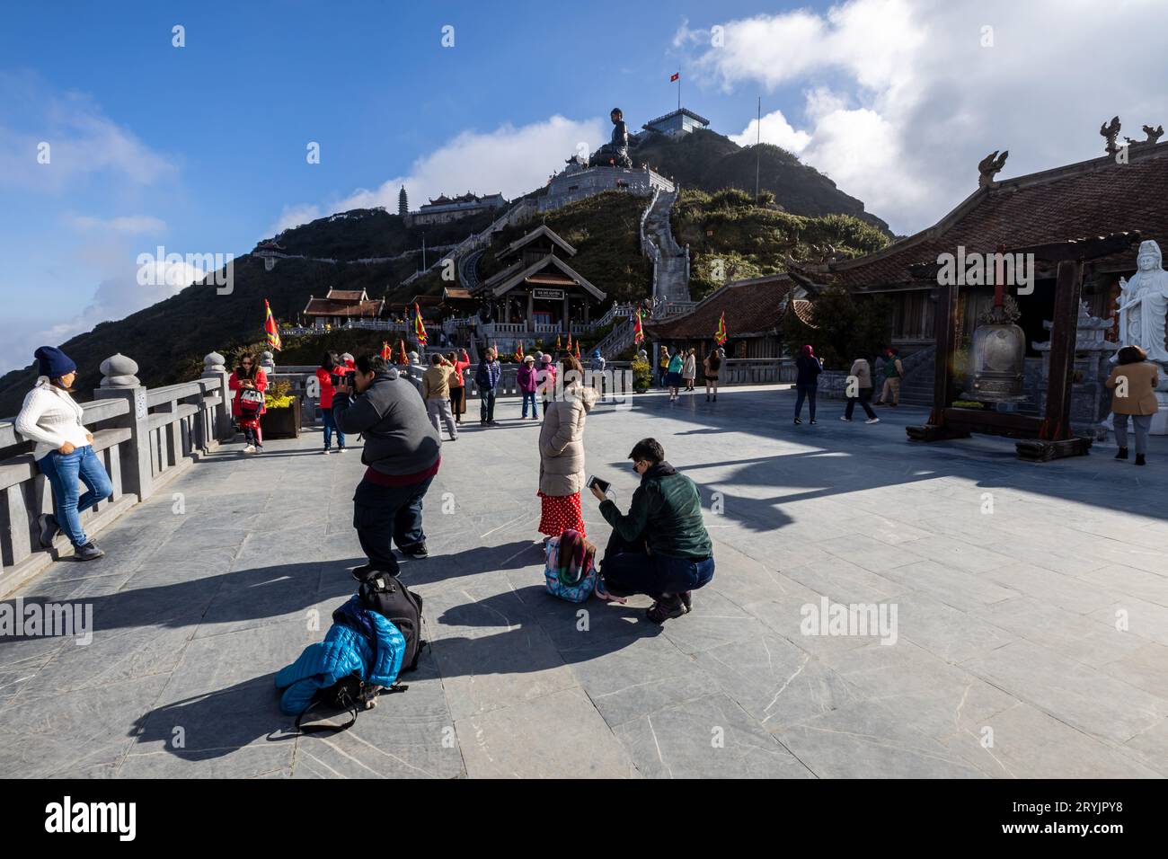 Der buddhistische Tempel im Fansipan in Sapa in Vietnam Stockfoto