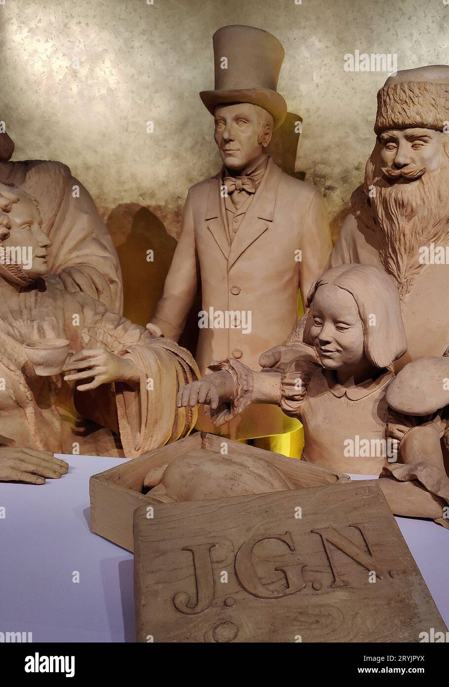 Menschengroße Figuren aus Marzipan, Niederegger Marzipan Museum, Lübeck, Deutschland, Europa Stockfoto