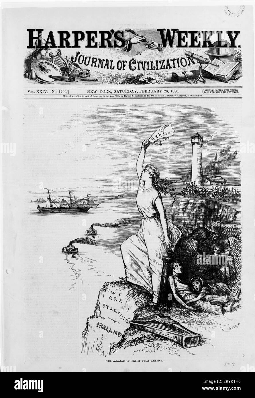 Der Herald of Relief aus Amerika. Thomas Nast. 1880. Stockfoto