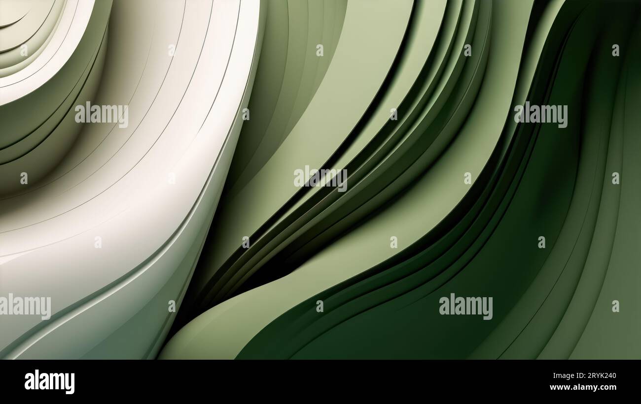 Hintergrund grüne 3D-Kurven Stockfoto