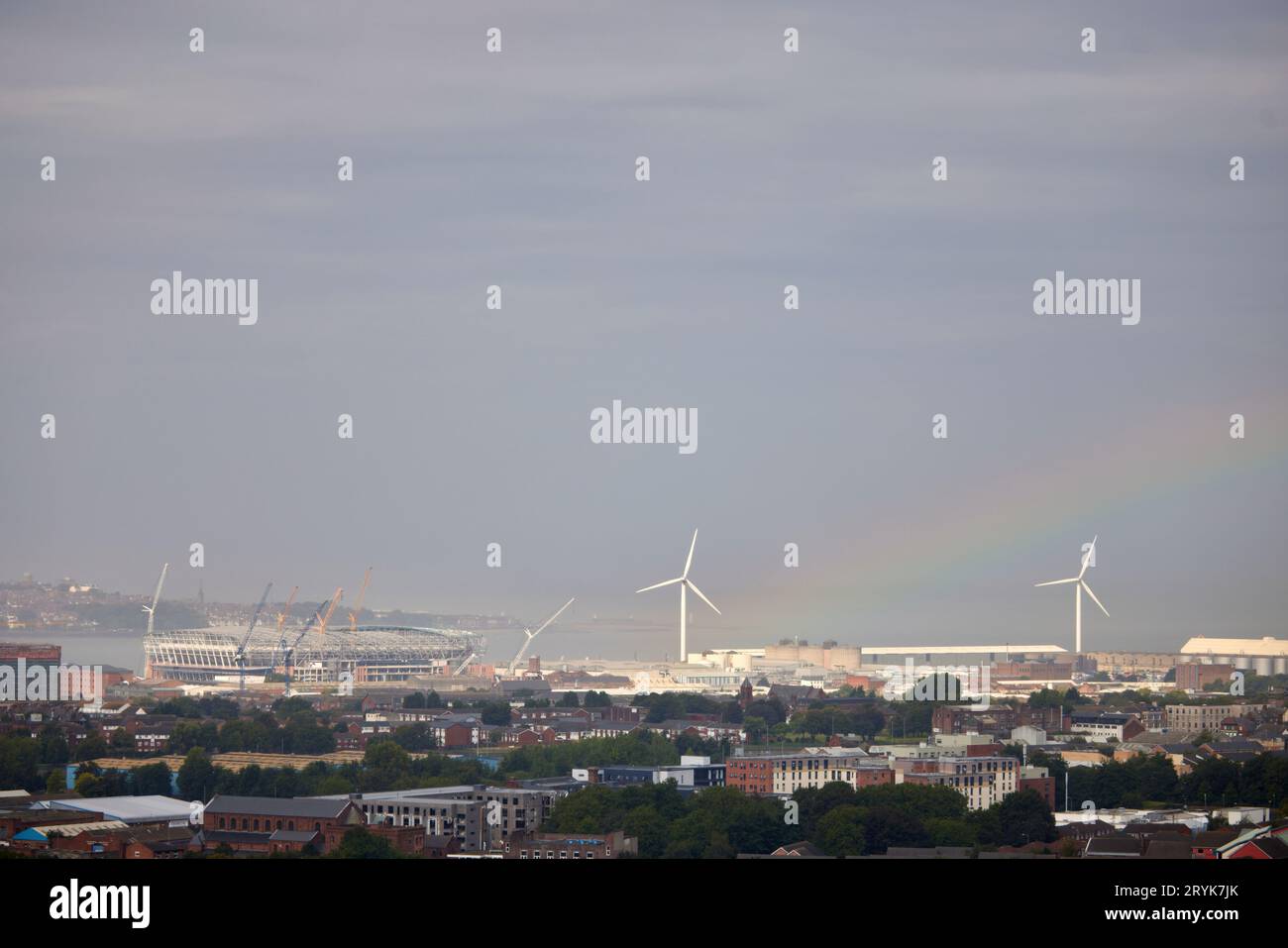 Everton Stadium Fußballstadion im Bau am Bramley-Moore Dock in Vauxhall, Liverpool, England Stockfoto