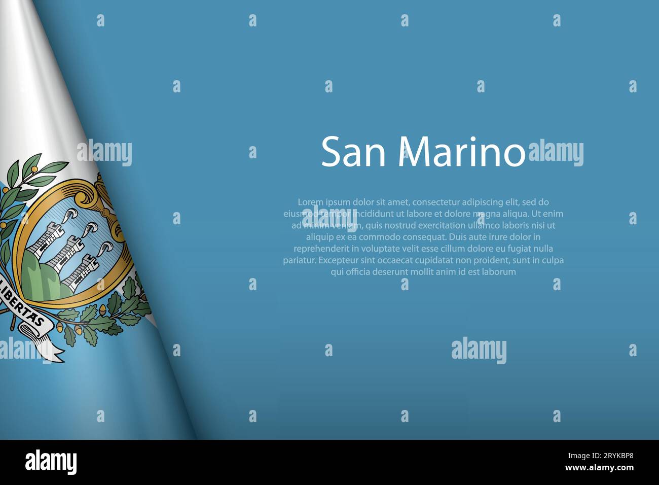 3D-Nationalflagge San Marino isoliert auf Hintergrund mit Copyspace Stock Vektor