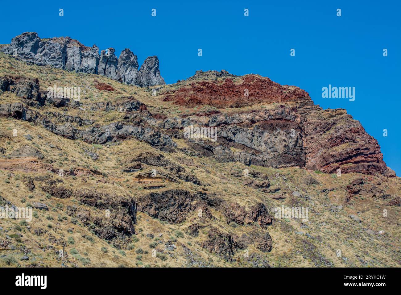 Vulkanlandschaft der Insel Santorin Stockfoto