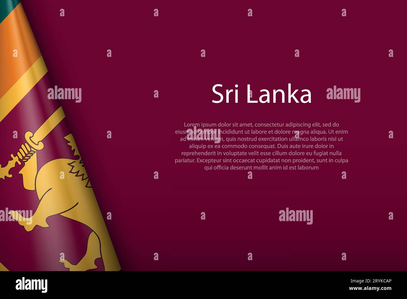 3D-Nationalflagge Sri Lanka isoliert auf Hintergrund mit Copyspace Stock Vektor
