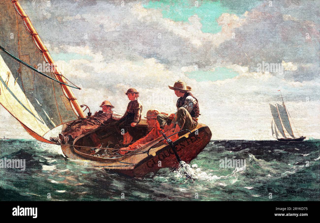 Brise auf, Ein fairer Wind von Winslow Homer. Original aus der Nationalgalerie der Kunst. Stockfoto