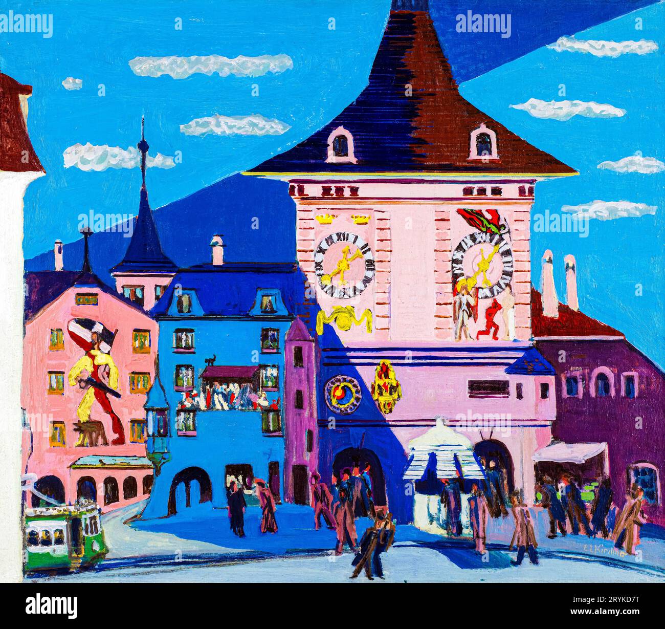 Bern mit Belltower-Gemälde in hoher Auflösung von Ernst Ludwig Kirchner. Original vom Minneapolis Institute of Art. Stockfoto