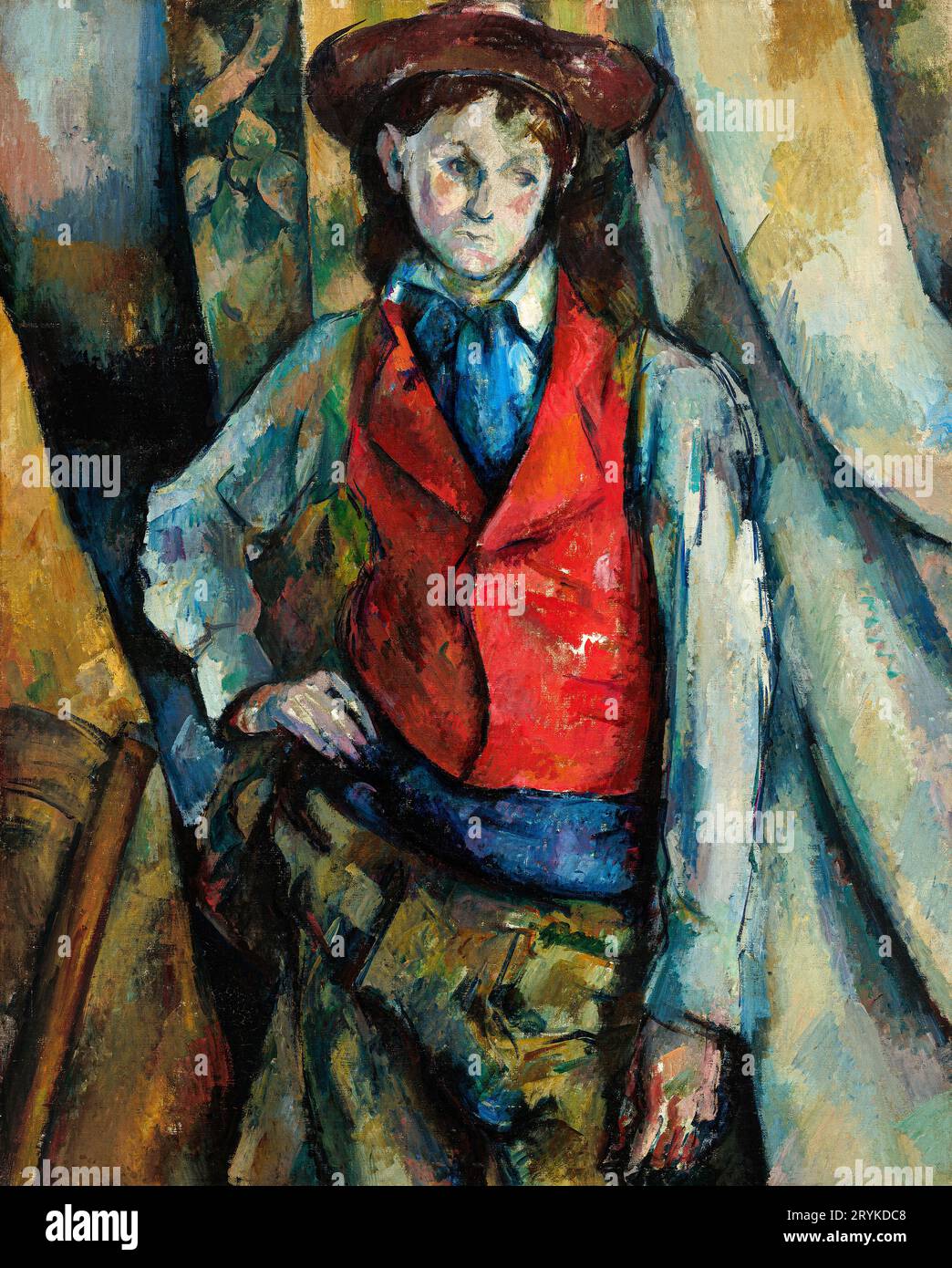 Boy in a Red Weste von Paul Ceacute; zanne. Original aus der Nationalgalerie der Kunst. Stockfoto