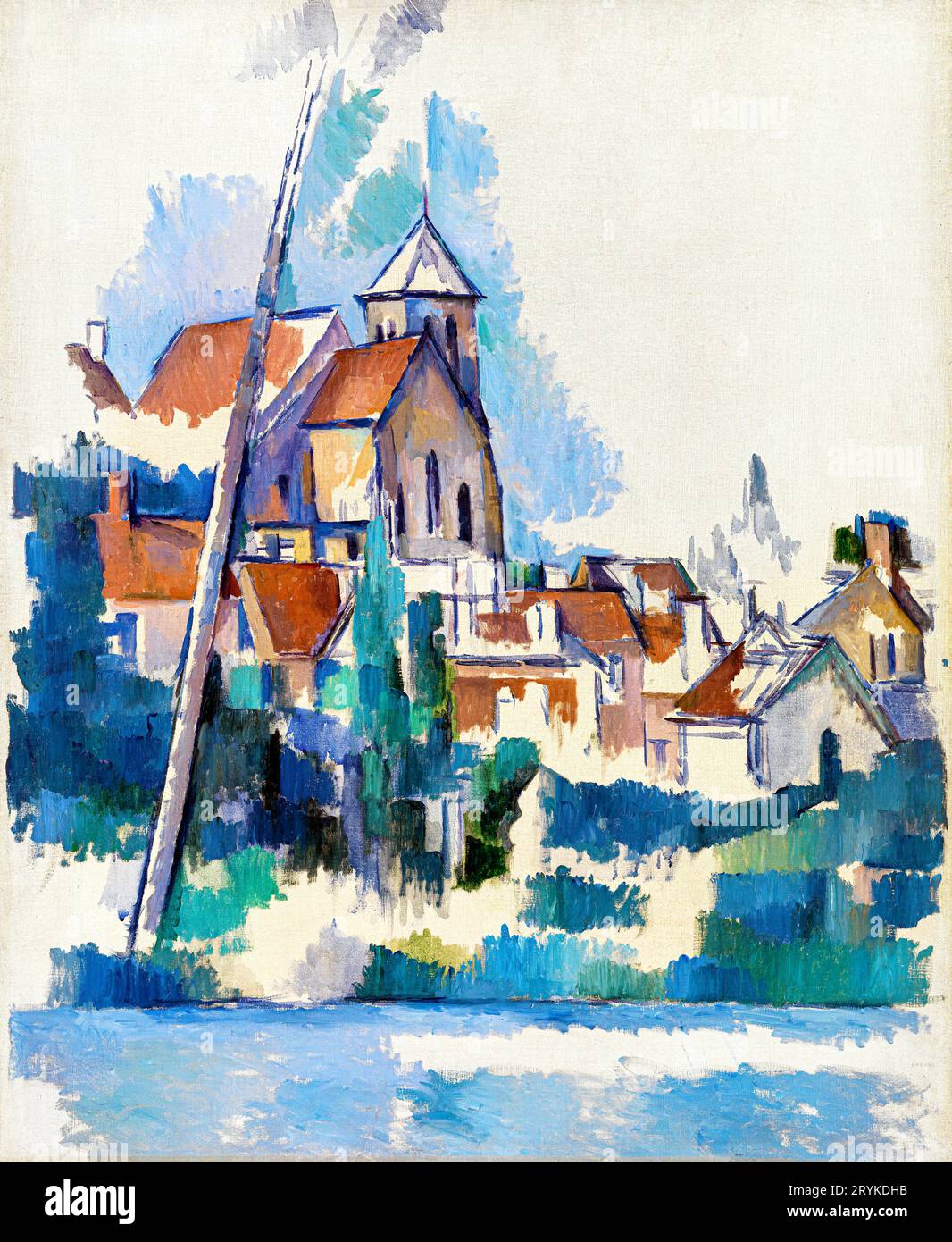 Kirche in Montigny-sur-Loing von Paul C&eacute;zanne. Original von der Barnes Foundation. Stockfoto
