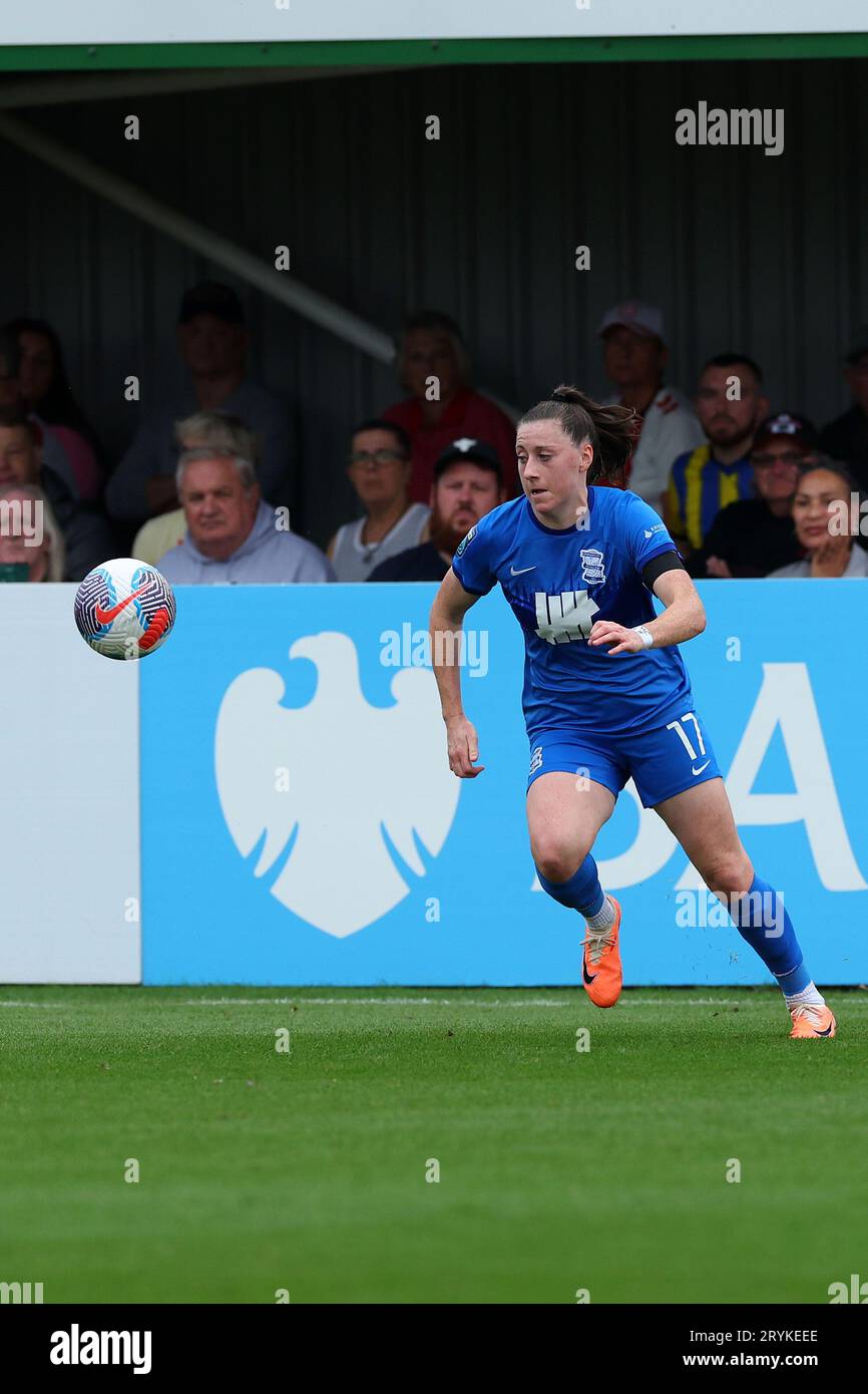 Totton, Großbritannien. Oktober 2023. Lucy Quinn (17 Birmingham) während des Fußballspiels der Barclays FA Womens Championship zwischen Southampton und Birmingham City im Snows Stadium in Totton, England. (James Whitehead/SPP) Credit: SPP Sport Press Photo. Alamy Live News Stockfoto