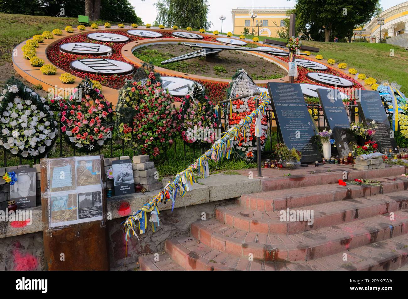 Maidan-Platz zu Ehren gefallener Kämpfer in Kiew - Ukraine Stockfoto