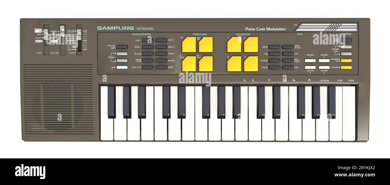 Elektronische Tastatur isoliert auf weißem Hintergrund Stockfoto