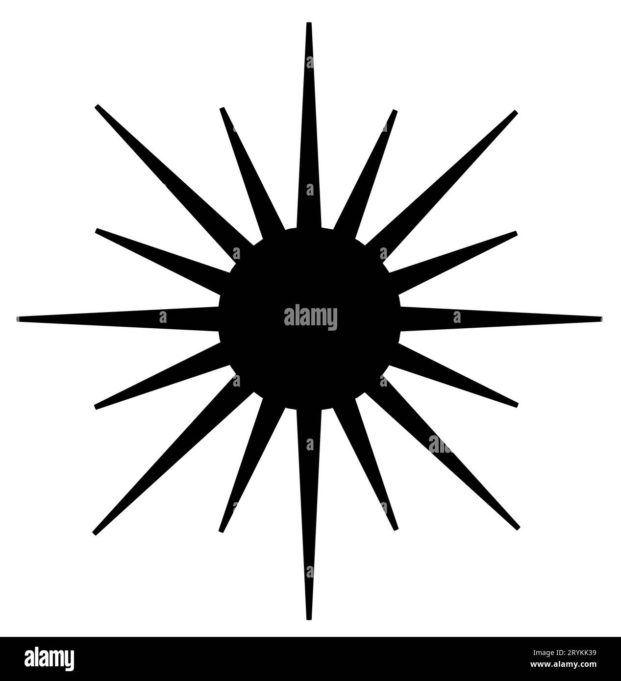 Silhouette mit Symbol der Sonne Stockfoto