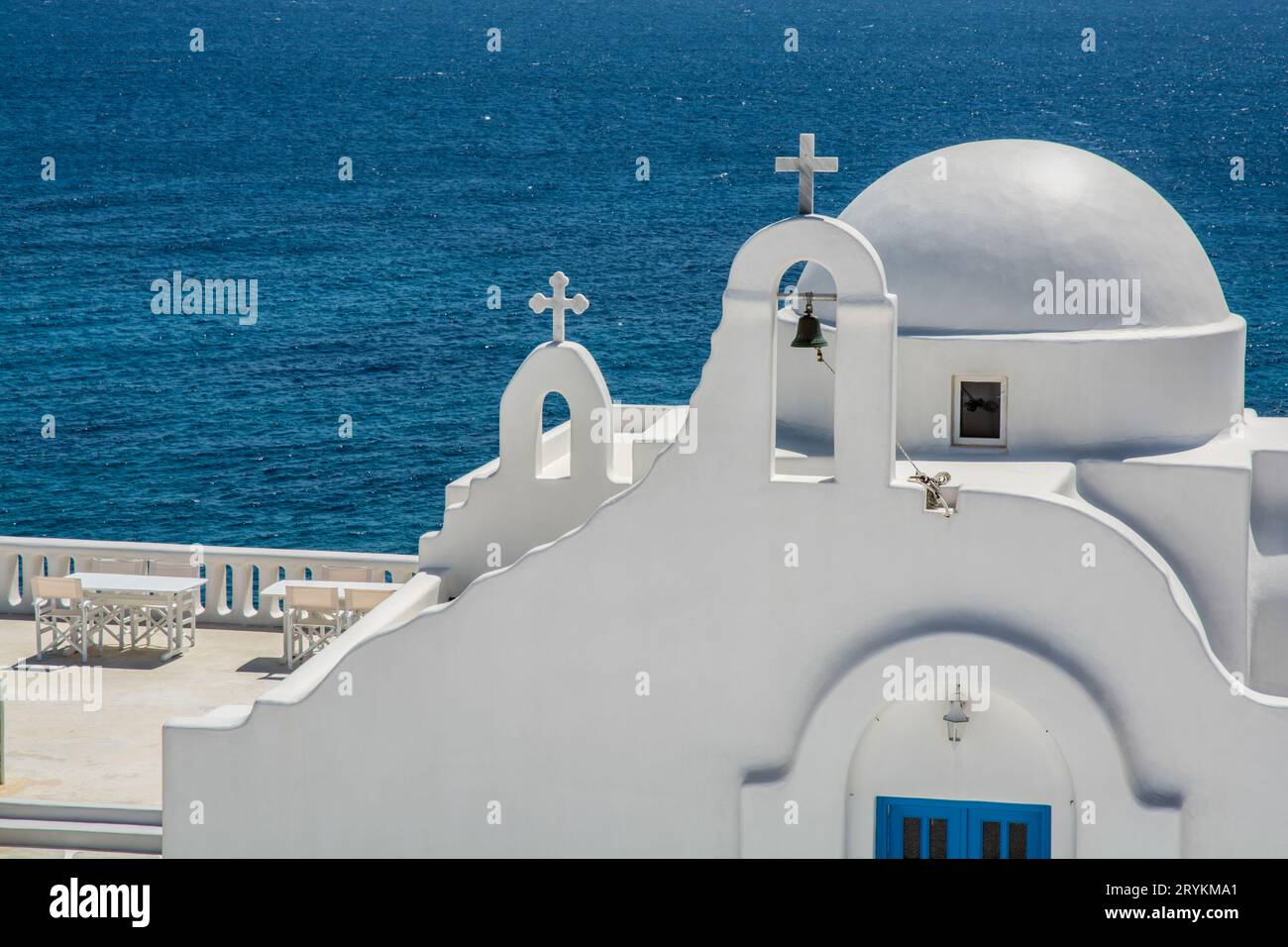 Blick auf das Dorf Mykonos Stockfoto