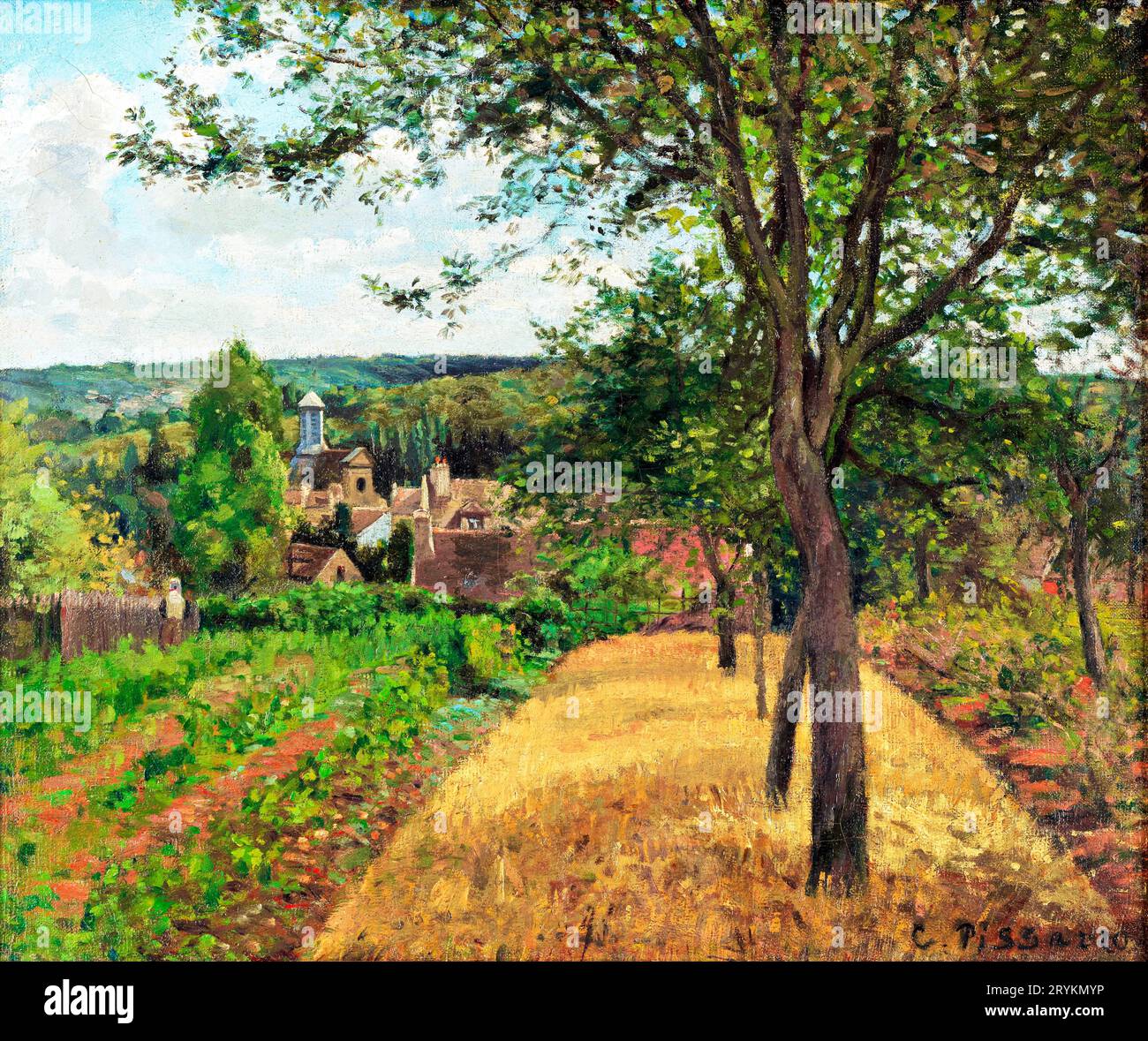 Obstgärten bei Louveciennes Gemälde in hoher Auflösung von Camille Pissarro. Stockfoto
