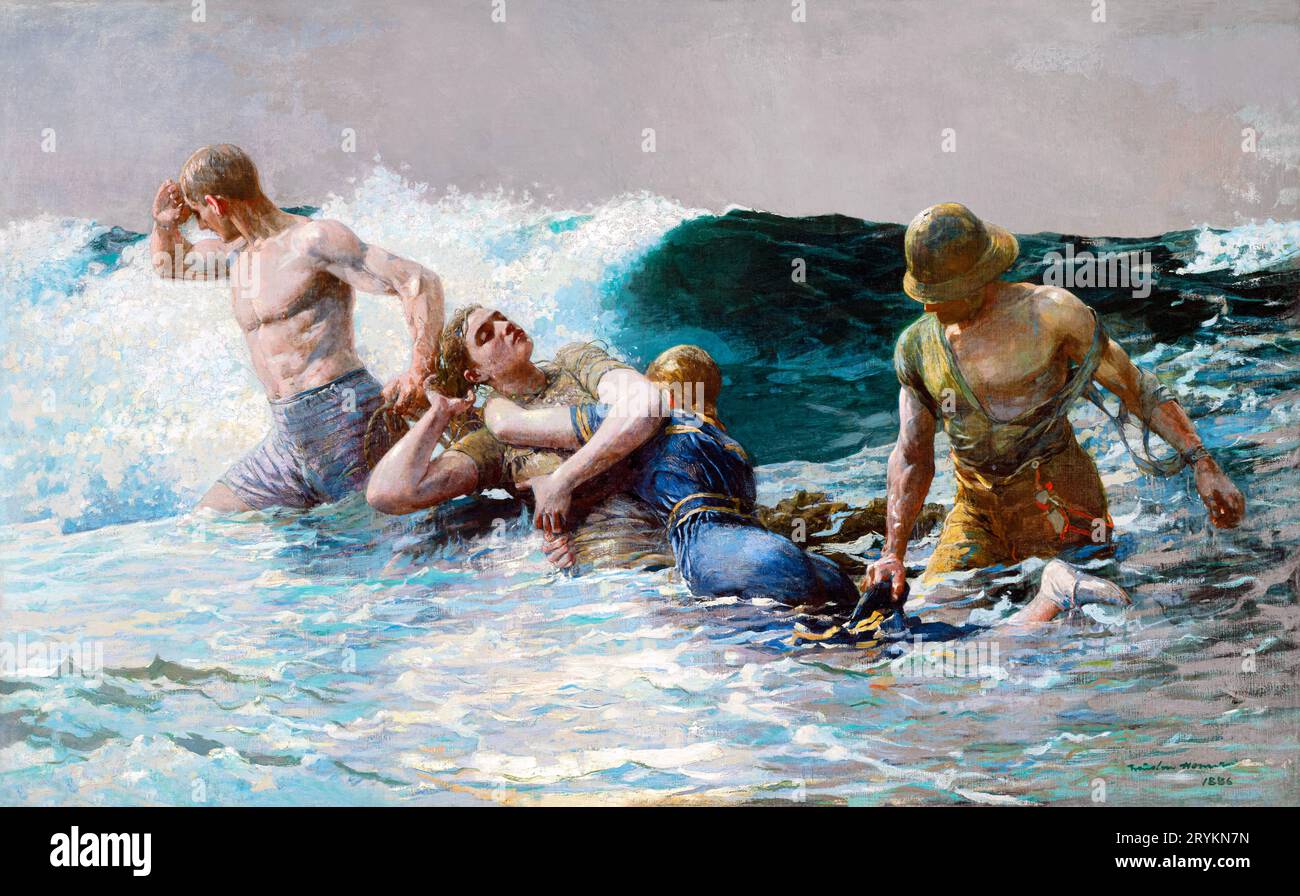 Unter Schlepptau von Winslow Homer. Stockfoto