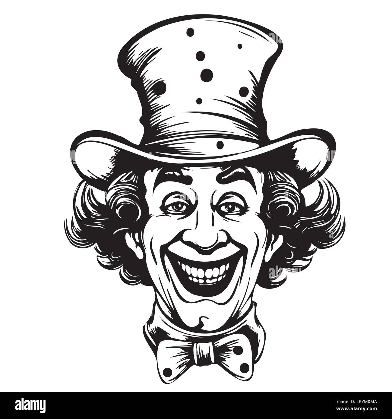 Lächelnder Clown Retro-Skizze Hand gezeichnete Skizze Vektor Stock Vektor