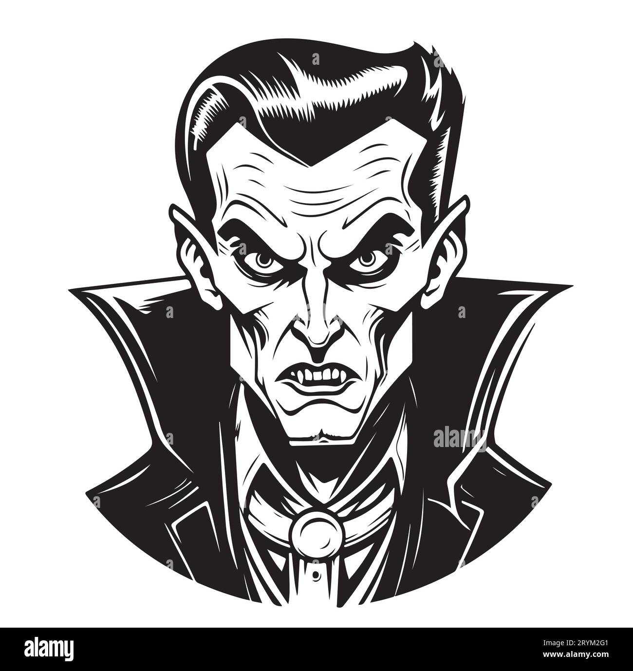 Vampirgesicht Zeichentrickskizze von Hand gezeichneter Halloween Vektor Stock Vektor