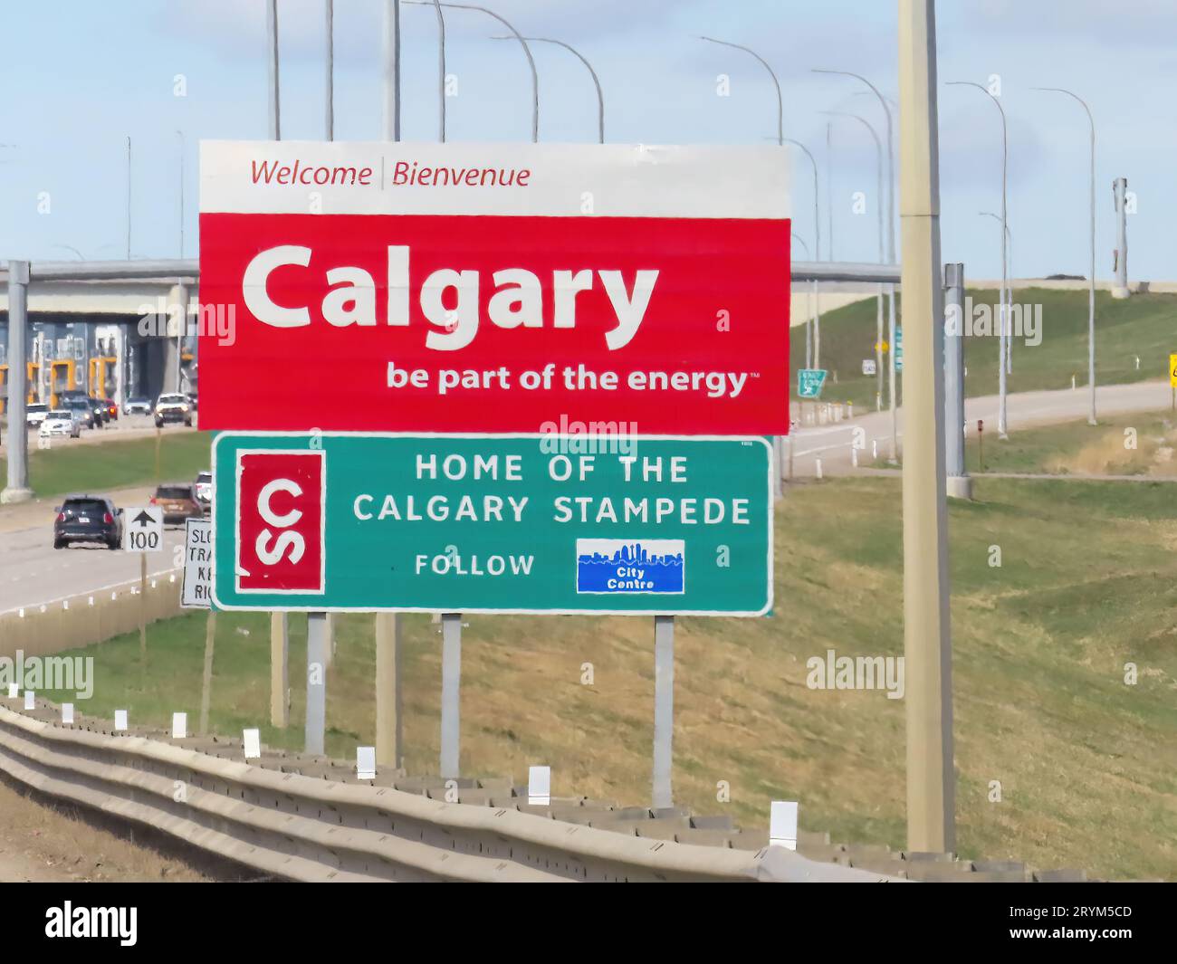 Calgary, Alberta, Kanada. Mai 2023. Ein Willkommensschild der Stadt Calgary. Stockfoto