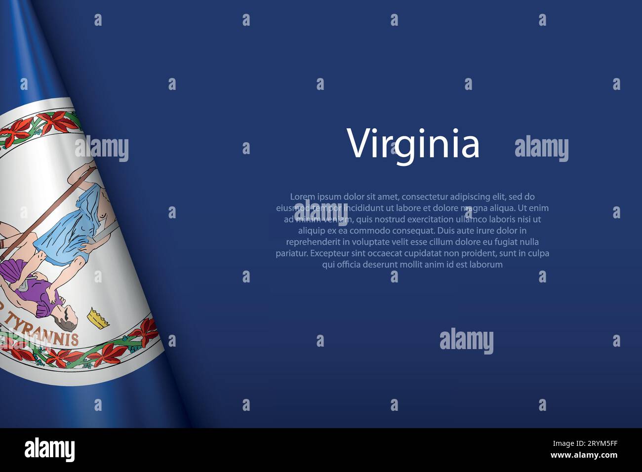 3D-Flagge Virginia, US-Bundesstaat, isoliert auf Hintergrund mit Copyspace Stock Vektor 3D-Flagge Virginia, US-Bundesstaat, isoliert auf Hintergrund mit Copyspace Stock Vektor