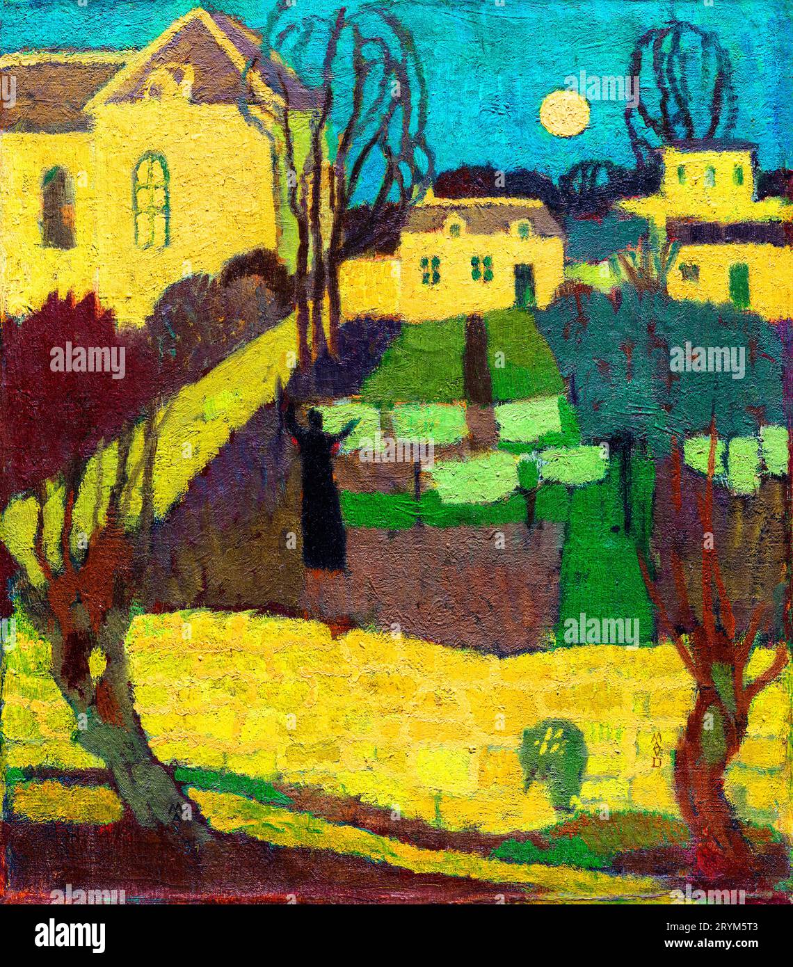 Trocknen des Leinens oder Mondaufgang im Priory-Druck in hoher Auflösung von Maurice Denis. Stockfoto