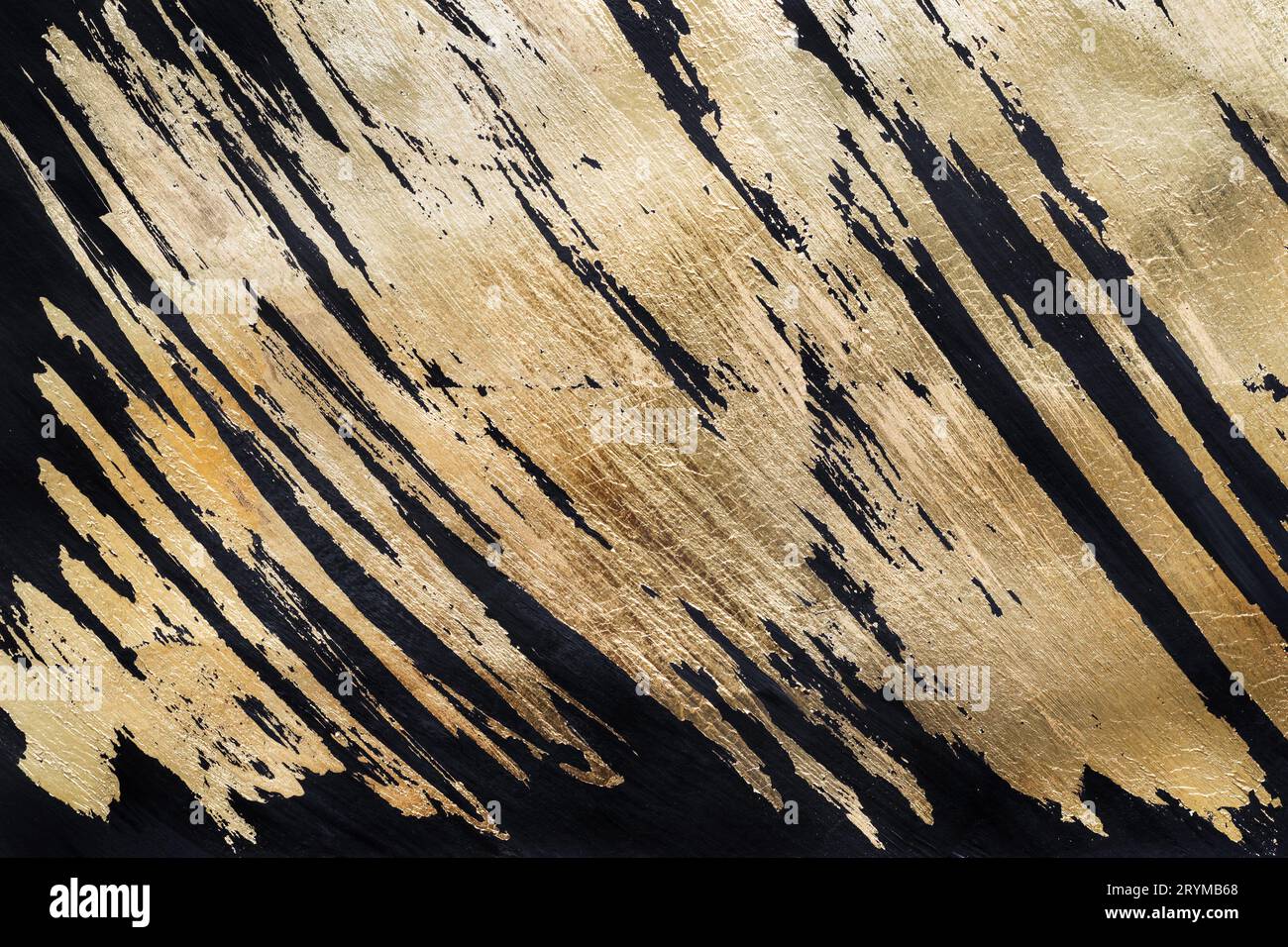 Gold potal Hintergrund oder Textur. Abstrakt glänzende Pinselstriche auf Schwarz Stockfoto