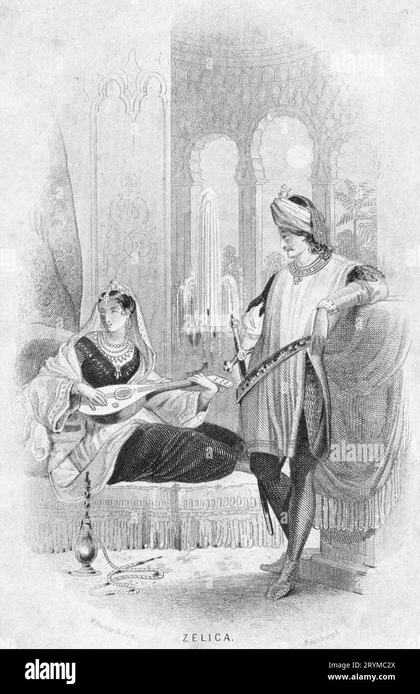 Illustraatio of Zelica, eine Figur in Lalla Rookh, einem langen erzählerischen Gedicht von Thomas Moore, das erstmals 1817 veröffentlicht wurde. Stockfoto