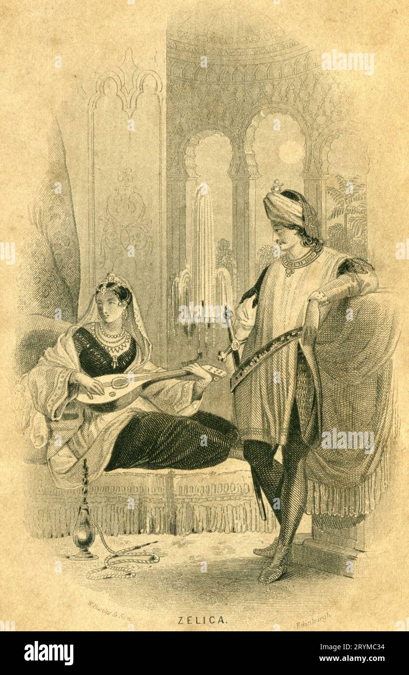 Illustraatio of Zelica, eine Figur in Lalla Rookh, einem langen erzählerischen Gedicht von Thomas Moore, das erstmals 1817 veröffentlicht wurde. Stockfoto