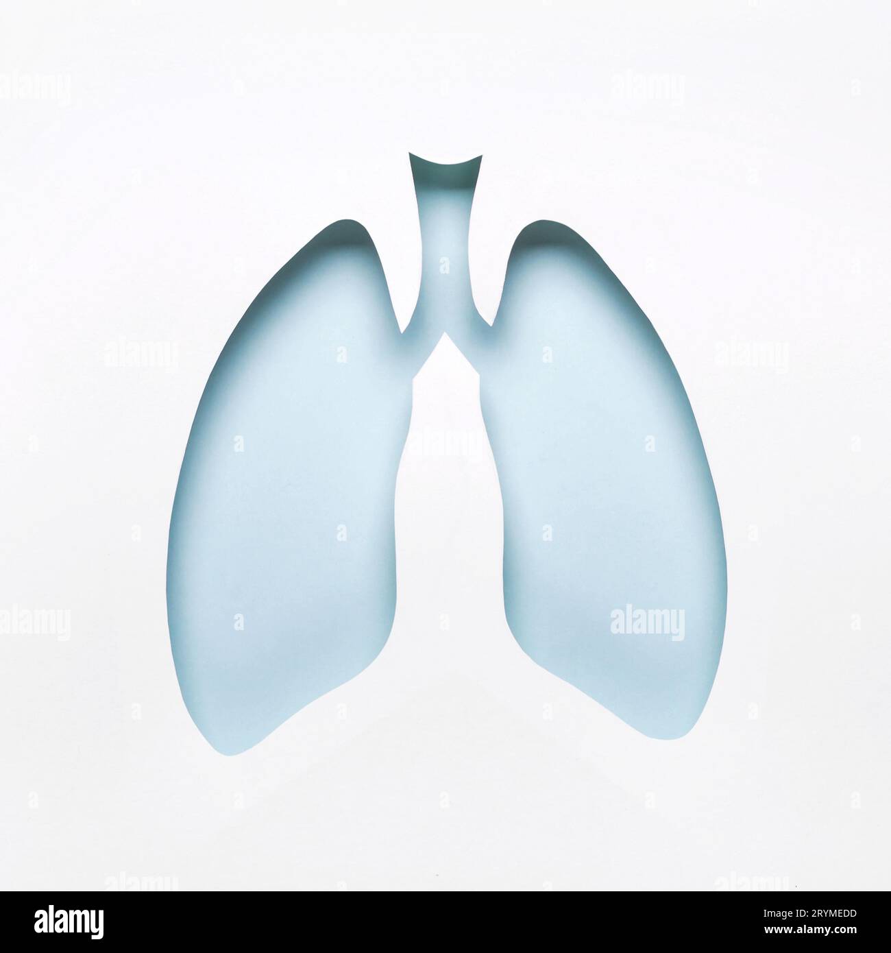 Welttuberkulosetag oder Weltlungstag Konzept. Minimale Papierart Blue Hole Lungen als Symbol gesunder Lungen Stockfoto