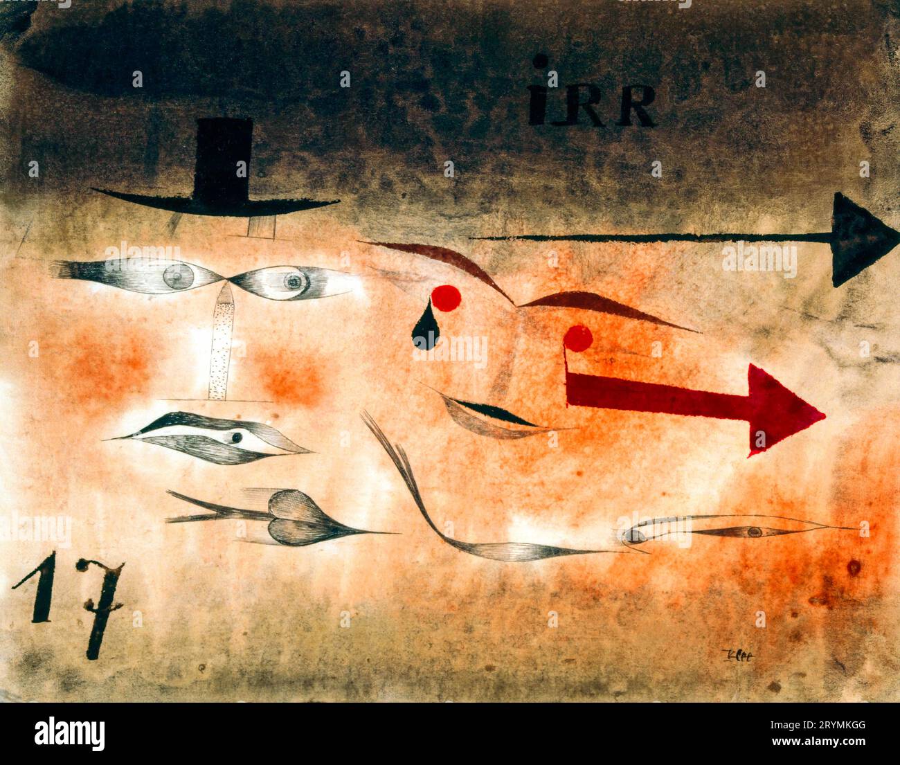 Siebzehn, verrücktes Gemälde in hoher Auflösung von Paul Klee. Stockfoto