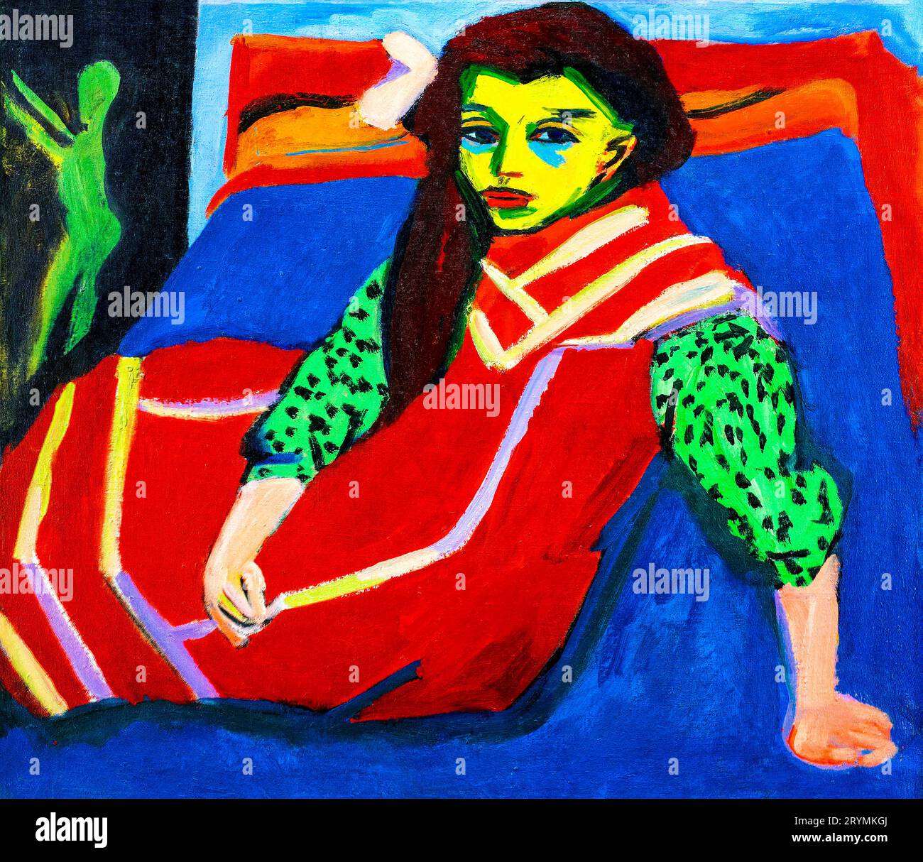 Sitzende Mädchenmalerei in hoher Auflösung von Ernst Ludwig Kirchner. Stockfoto