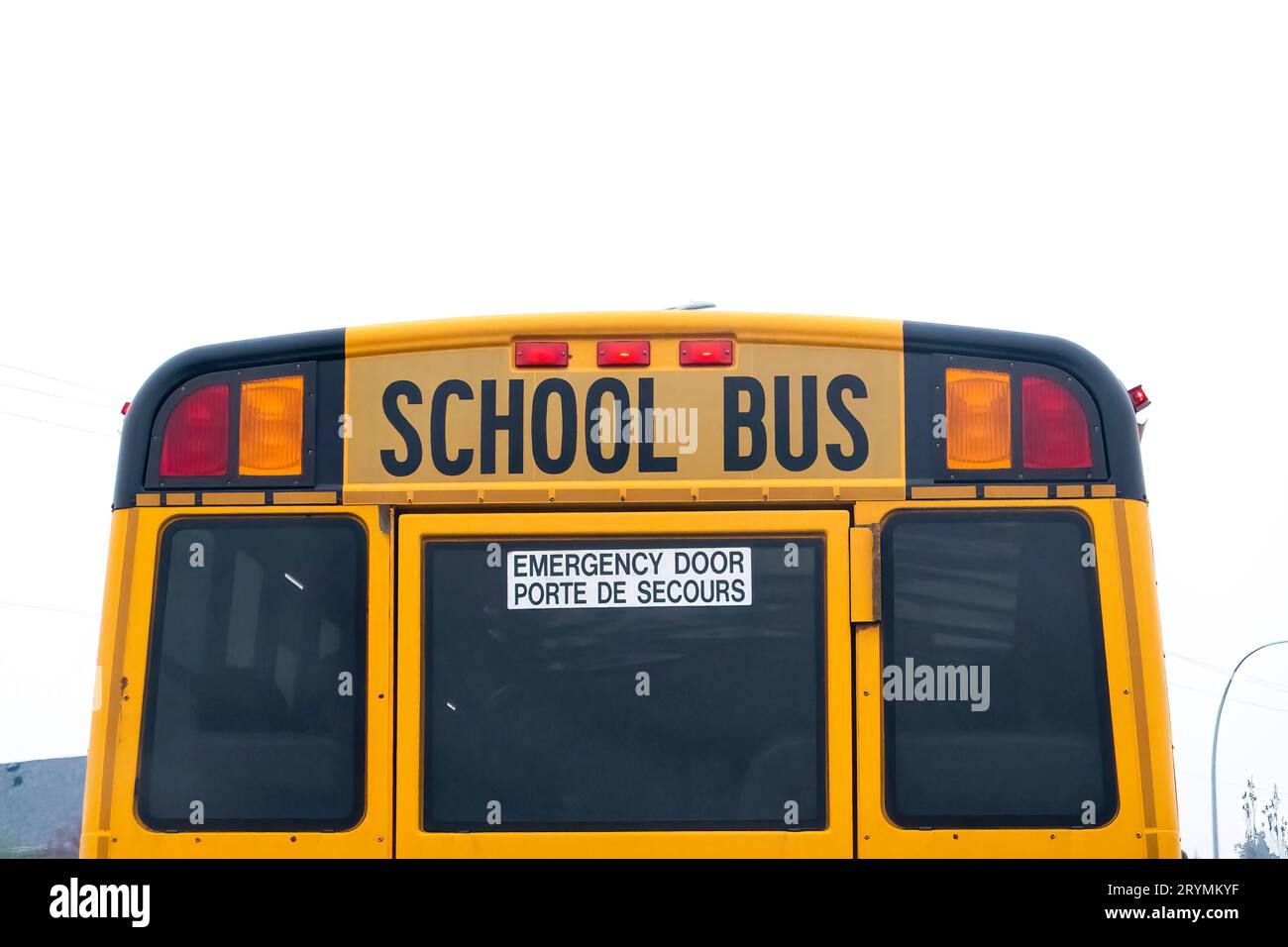 Nahaufnahme eines Schulbusses. Stockfoto