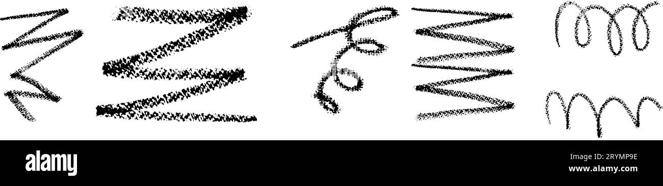 Abstrakte Pinselstriche mit Texturen, Grunge- und Tinteneffekten. Flache Vektorillustration isoliert auf weißem Hintergrund. Stock Vektor